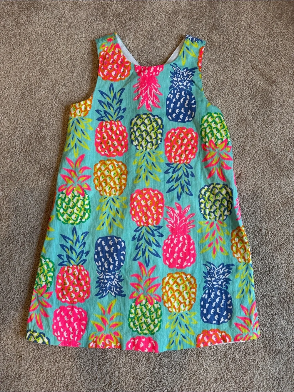 Tommy Bahama Pineapple Print Tank Dress in Turquoise with Neon Accents